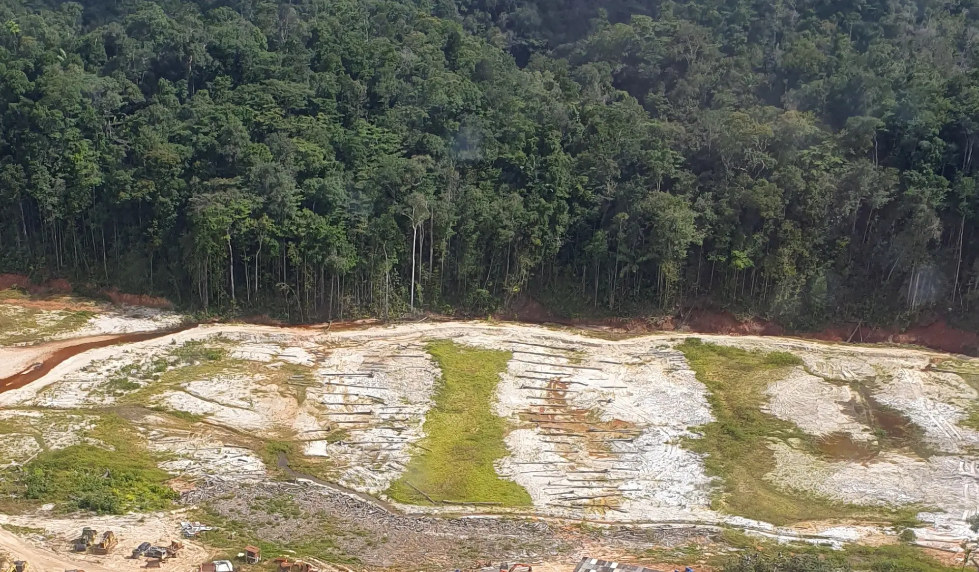 Damaged gold mining land
