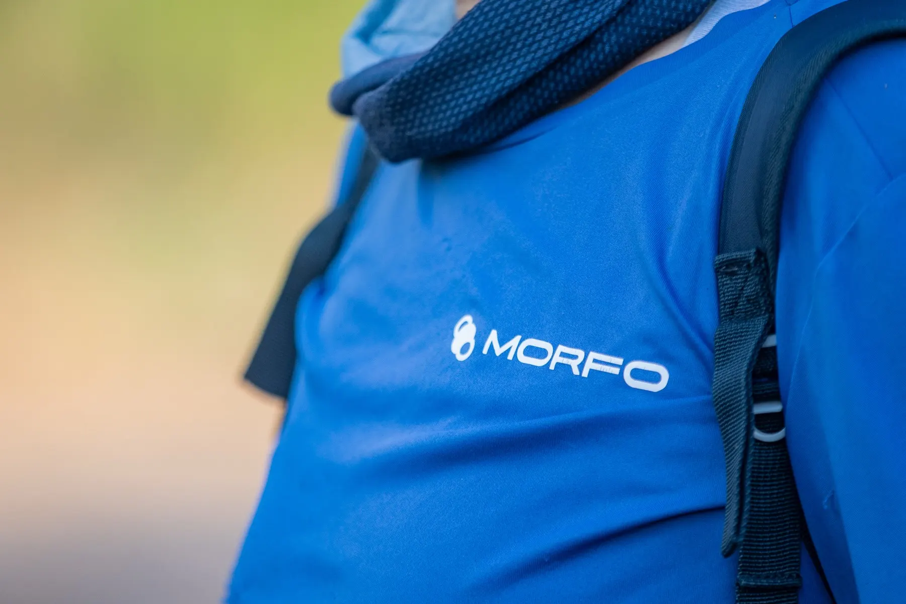 Close-up of a MORFO-branded field shirt on a technician