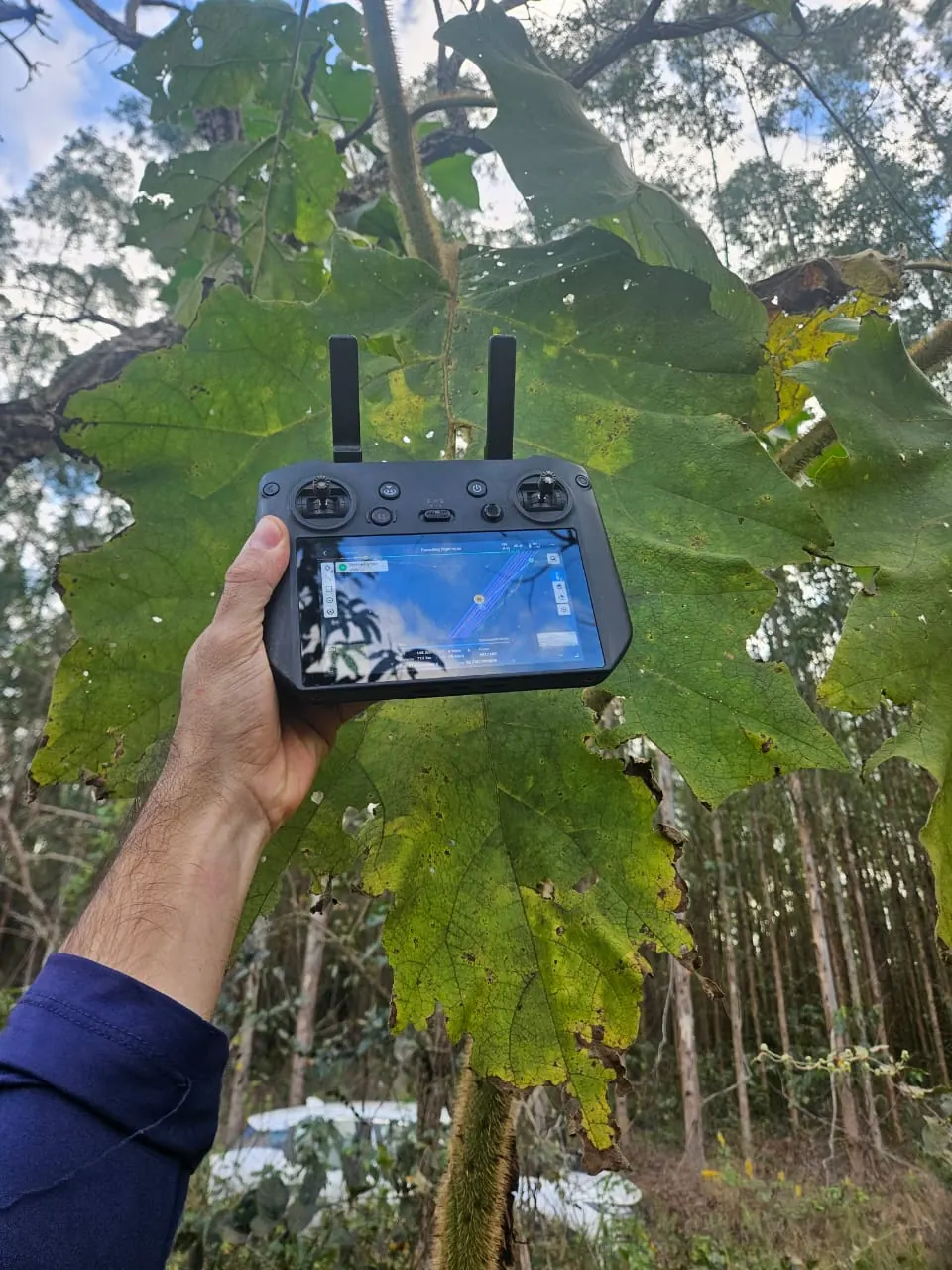 A drone flight plan running on the controller during a monitoring pass